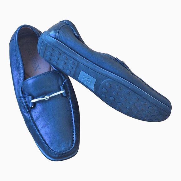 Section X Men's Darion Leather Bit Buckle Drivers size 9.5 Black Loafers Brazil - Picture 15 of 16